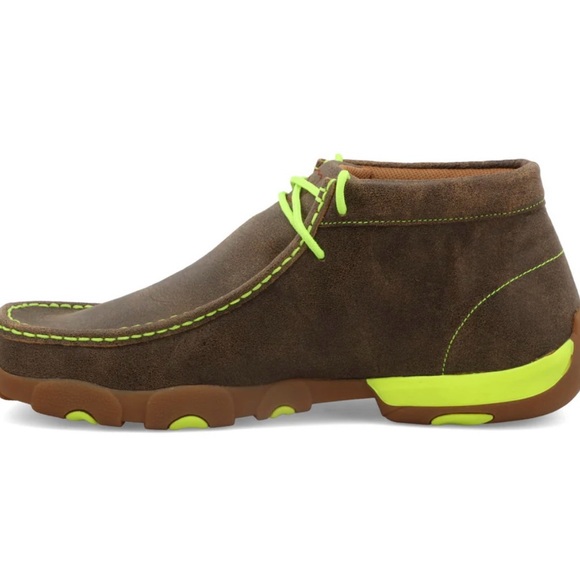 NWT-Men's Brown and Neon Yellow Twisted-X CHUKKA DRIVING MOC- MDM 0026-9.5 - Picture 4 of 6